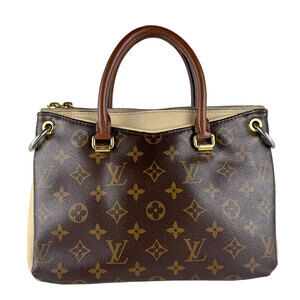Louis Vuitton LOUIS VUITTON Handbag Monogram Pallas BB Canvas Leather Brown L...
